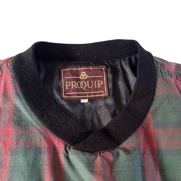 Vtg Y2K Red Green Tartan Plaid Pullover Windbreaker Sweatshirt Sz L Preppy - Picture 2 of 9